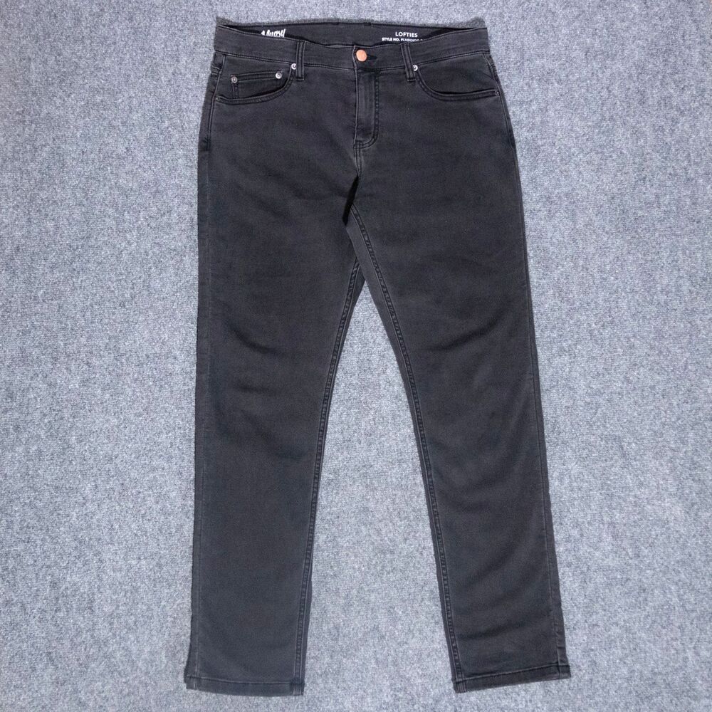 Mugsy Lofties EasyKnit Stretch Slim Straight Leg Faded Black Jeans Men's 34x32